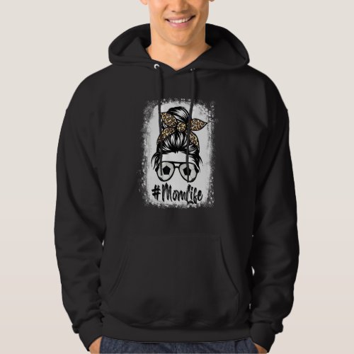 Bleached Soccer Mom  Leopard Ball Glasses Bow Mom  Hoodie