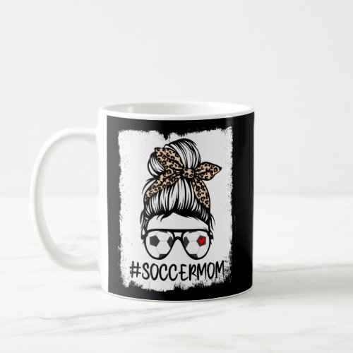 Bleached Soccer Mom Life Leopard Bow Messy Bun Gam Coffee Mug