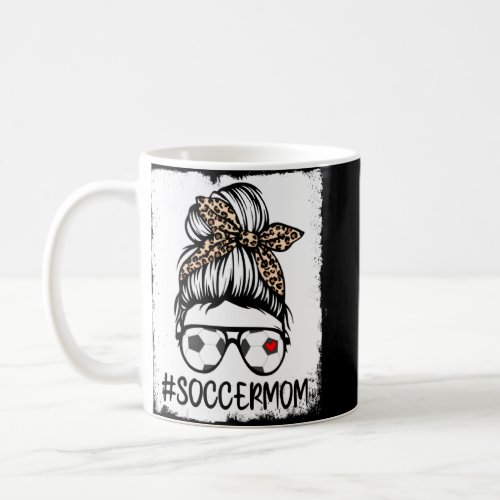 Bleached Soccer Mom Life Leopard Bow Messy Bun Gam Coffee Mug