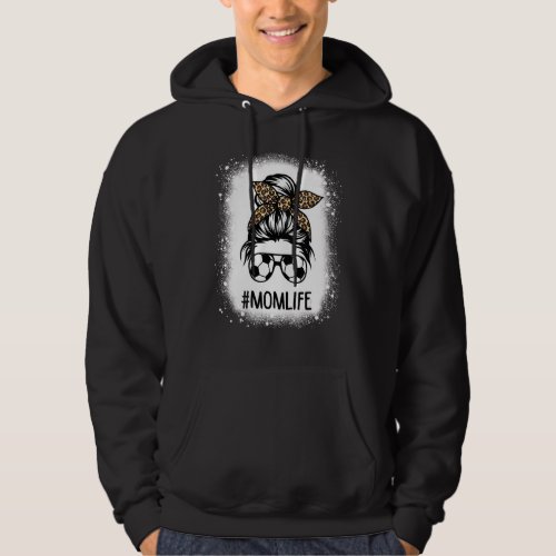 Bleached Soccer Mom Life Leopard Messy Bun Mothers Hoodie
