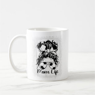 Bleached Soccer Mom Shirt Soccer Ball Messy Bun Mo Coffee Mug