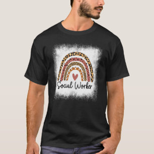 Bleached Social Worker Leopard Rainbow Social Work T-Shirt