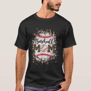 Bleached Softball Baseball Mom Leopard Tee Mother 