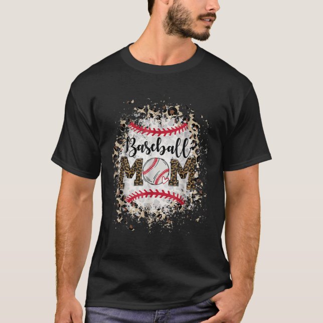 Bleached Softball Baseball Mom Leopard Tee Mother  (Front)