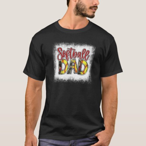 Bleached Softball Dad Camo Print  Dad Fathers Day T_Shirt