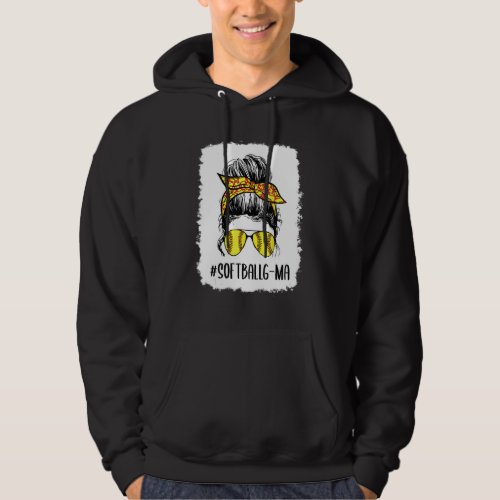 Bleached Softball G Ma Life Messy Bun Mothers Day Hoodie