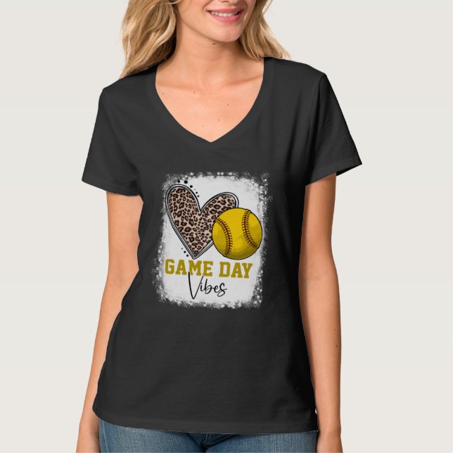 Bleached Softball Game Day Vibes Softball Mom Moth T-Shirt (Front)