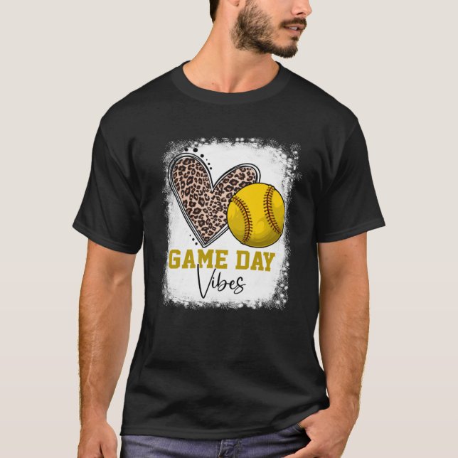 Bleached Softball Game Day Vibes Softball Mom Moth T-Shirt (Front)