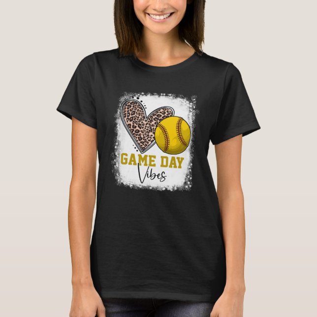Bleached Softball Game Day Vibes Softball Mom Moth T-Shirt (Front)