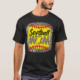 Bleached Softball Mom Leopard Baseball Mom Mothers T-Shirt