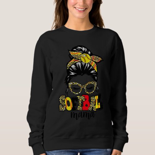 Bleached Softball Mom Life Leopard Messy Bun Game  Sweatshirt