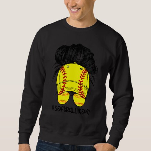 Bleached Softball Mom Life Leopard Messy Bun Game  Sweatshirt