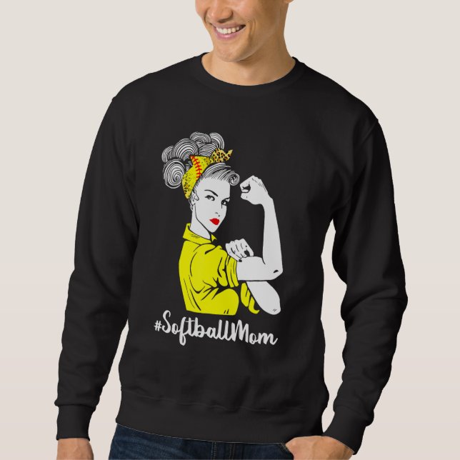 Bleached Softball Mom Life With Leopard And Messy  Sweatshirt (Front)