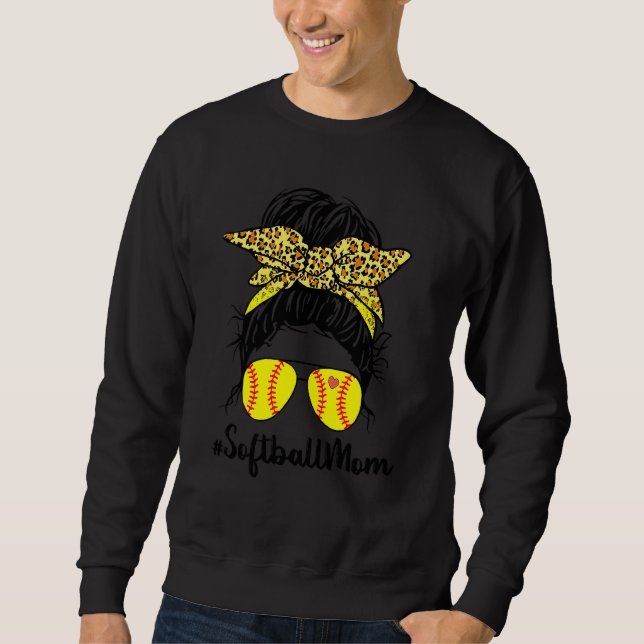 Bleached Softball Mom Life With Messy Bun Player A Sweatshirt (Front)