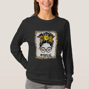 Bleached Softball Mom Messy Bun Game Day Mothers D T-Shirt