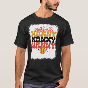 Bleached Softball Nanny Retro Softball Mom Mother T-Shirt