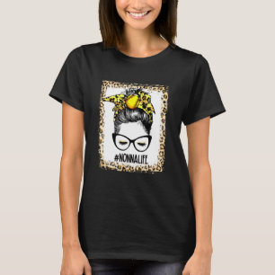 Bleached Softball Nonna Messy Bun Game Day Mothers T-Shirt