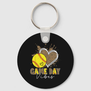 Bleached Softll Game Day Vibes Leopard Heart Headn Keychain