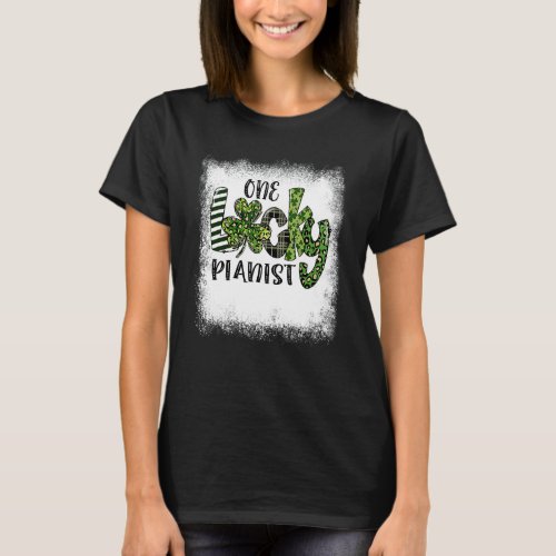 Bleached St Patricks Day Leopard One Lucky Pianist T_Shirt