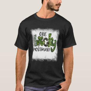 Bleached St Patricks Day Leopard One Lucky Postman T-Shirt