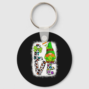 Bleached St Patricks Day St Patricks Gnomes Love T Keychain