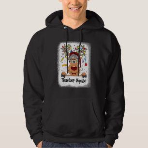 Bleached Teacher Squad Reindeer Teacher Christma Hoodie