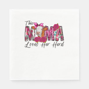 Bleached This Mama Loves Her Herd Mother's Day Cow Napkins