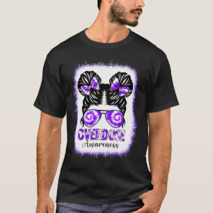 Bleached Tie Dye Overdose Awareness Messy Hair Bun T-Shirt