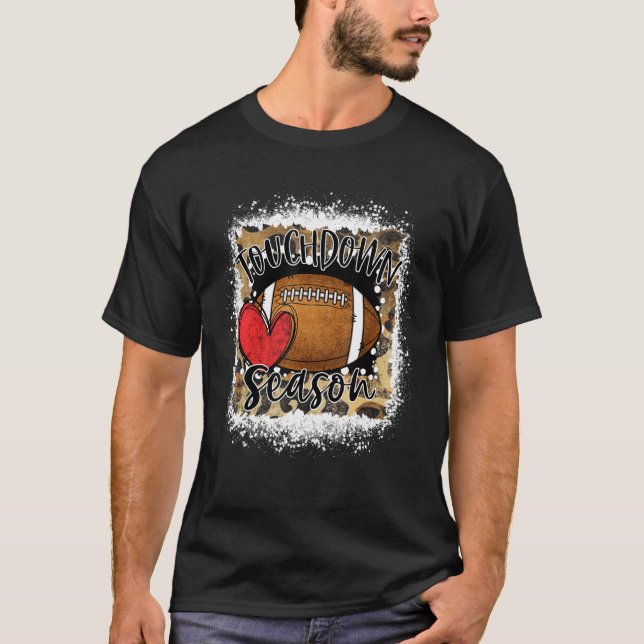Bleached Touchdown Season Leopard Game Day Footbal T-Shirt (Front)