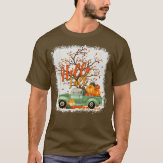 Bleached Vintage Hello Fall Thanksgiving Pumpkin T T-Shirt