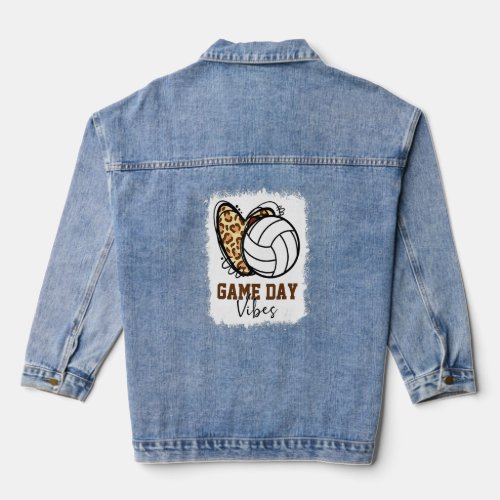 Bleached Volleyball Game Day Vibes Volleyball Mom  Denim Jacket