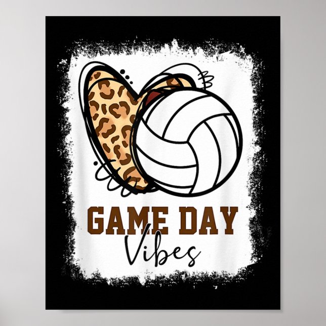 Bleached Volleyball Game Day Vibes Volleyball Mom  Poster (Front)