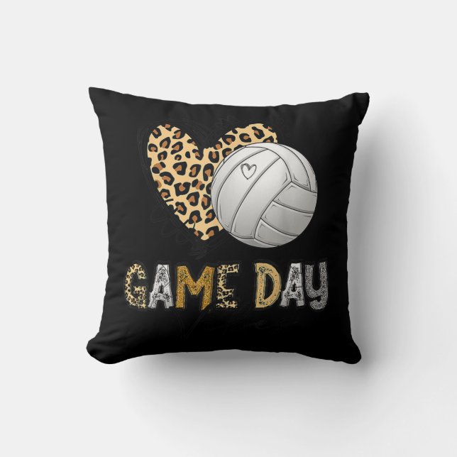 Bleached Volleyball Game Day Vibes Volleyball Mom  Throw Pillow (Front)