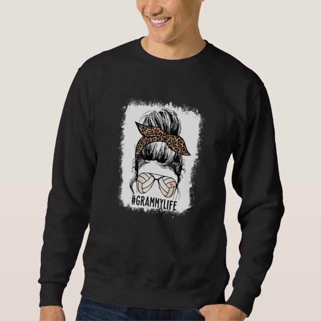Bleached Volleyball Grammy Messy Bun Grammy Life M Sweatshirt (Front)