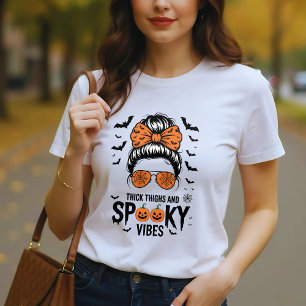 Bleached Women Messy Hair Bun Thick Thighs T-Shirt