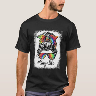Bleached Yaya Life Messy Bun Girl Leopard Cute Mot T-Shirt