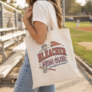Bleacher Mom Club Vintage Baseball Mama Tote Bag