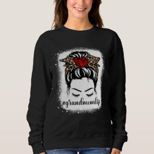Bleaches Grandmom Life Messy Bun Leopard Print Mot Sweatshirt