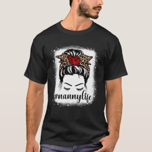 Bleaches Nanny Life Messy Bun Leopard Print Mother T-Shirt