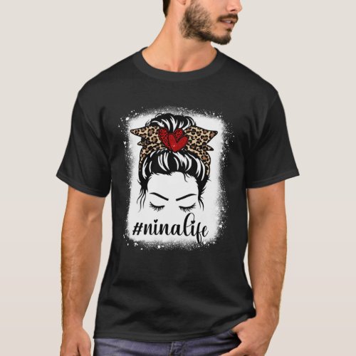 Bleaches Nina Life Messy Bun Leopard Print Women M T_Shirt