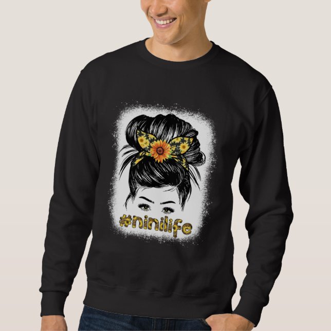Bleaches Nini Messy Hair Bun Sunflower Women Mothe Sweatshirt (Front)
