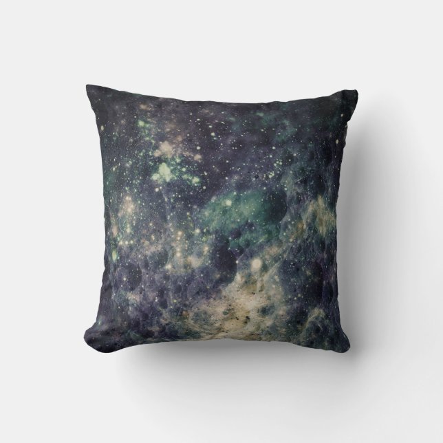 Bleak Galaxy Space Rock Throw Pillow (Front)