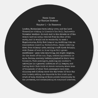 Bleak House Charles Dickens Book Text Reader Classic Round Sticker