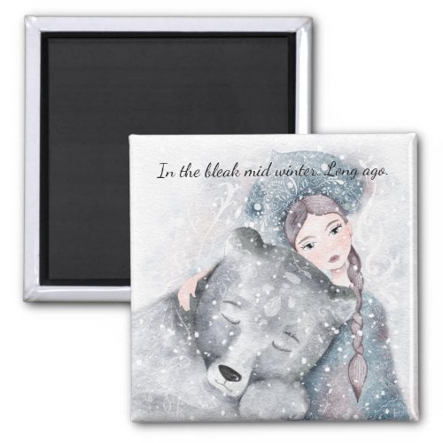 Bleak Mid Winter Bear Snow Princess Watercolor Magnet