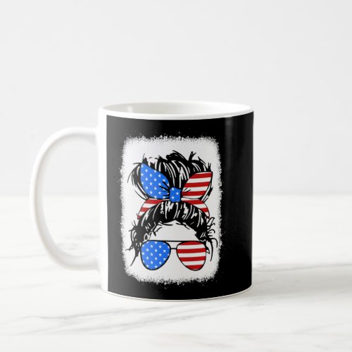 Blechedmessy Bun Women America Flag  American Mom  Coffee Mug