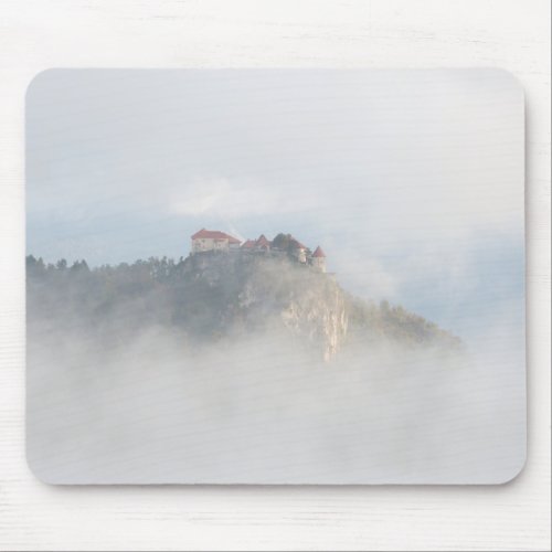 Bled castle surrounded by clouds mouse pad