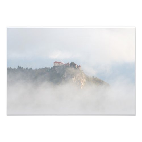 Bled castle surrounded by clouds photo print