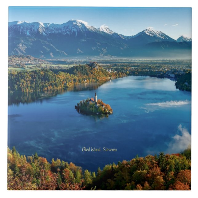 Bled Island, Slovenia, scenic Ceramic Tile (Front)