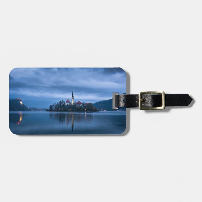 Bled lake cloudy dawn luggage tag (Front Horizontal)