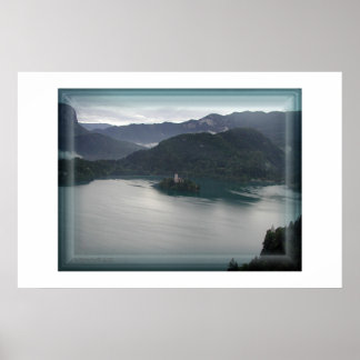 Bled lake, view from above with the castle poster
